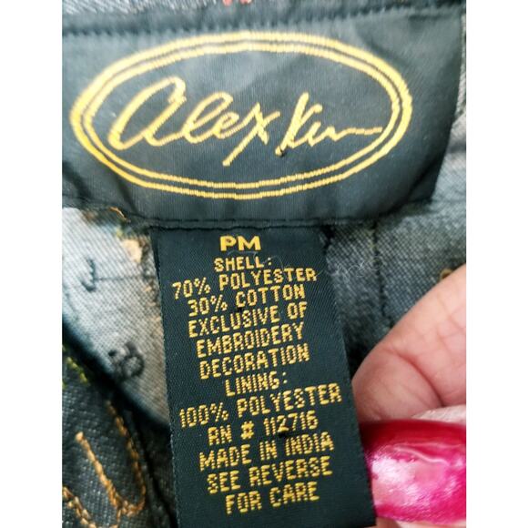 PM Coat Black Multi Embroidered Floral Boho Artsy - Picture 6 of 7